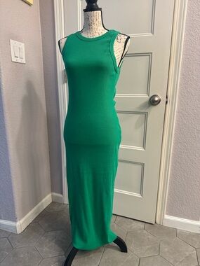 Lulu's Emerald Green Ribbed Sleeveless Maxi DressNEW